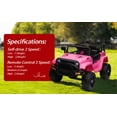 thumbnail image 4 of Luku 12V Kids Ride-On Truck with 3 Speed Control - Music & LED Lights, Perfect for Ages 3+, Pink, 4 of 8