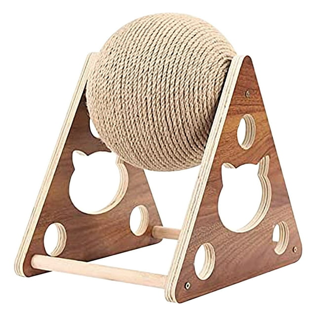Agiferg Cat Scratching Toy Natural Sisal Cat Scratching Ball Cat Scratching Ball Solid Wood Interactive Pet Toy