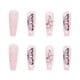 thumbnail image 5 of Pegatinas de uñas postizas largas 24 piezas brillar rosas manicura francesa, 5 of 5