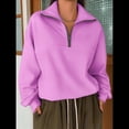 thumbnail image 4 of Sudaderas de Gran Tamaño para Mujer, Suéteres de Otoño, Sudaderas de Moda, Suéteres con Media Cremallera, Ropa de Larga. Rosa Brillante XXXL, 4 of 5
