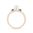 thumbnail image 4 of ANGARA Freshwater Cultured Pearl & Blue Sapphire Engagement Ring in 14K Rose Gold for Women | June Birthstone, Birthday, Anniversary, Jewelry Gift for Women | Pearl Ring, 4 of 8