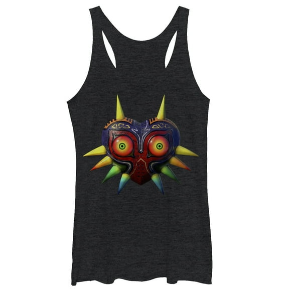 Women's Nintendo Legend of Zelda Majora's Mask  Racerback Tank Top Black Heather Small