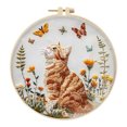 thumbnail image 1 of Cat Stamped Cross Stitch Kits Bordado Con Hilo Color Tela Aro, 1 of 9