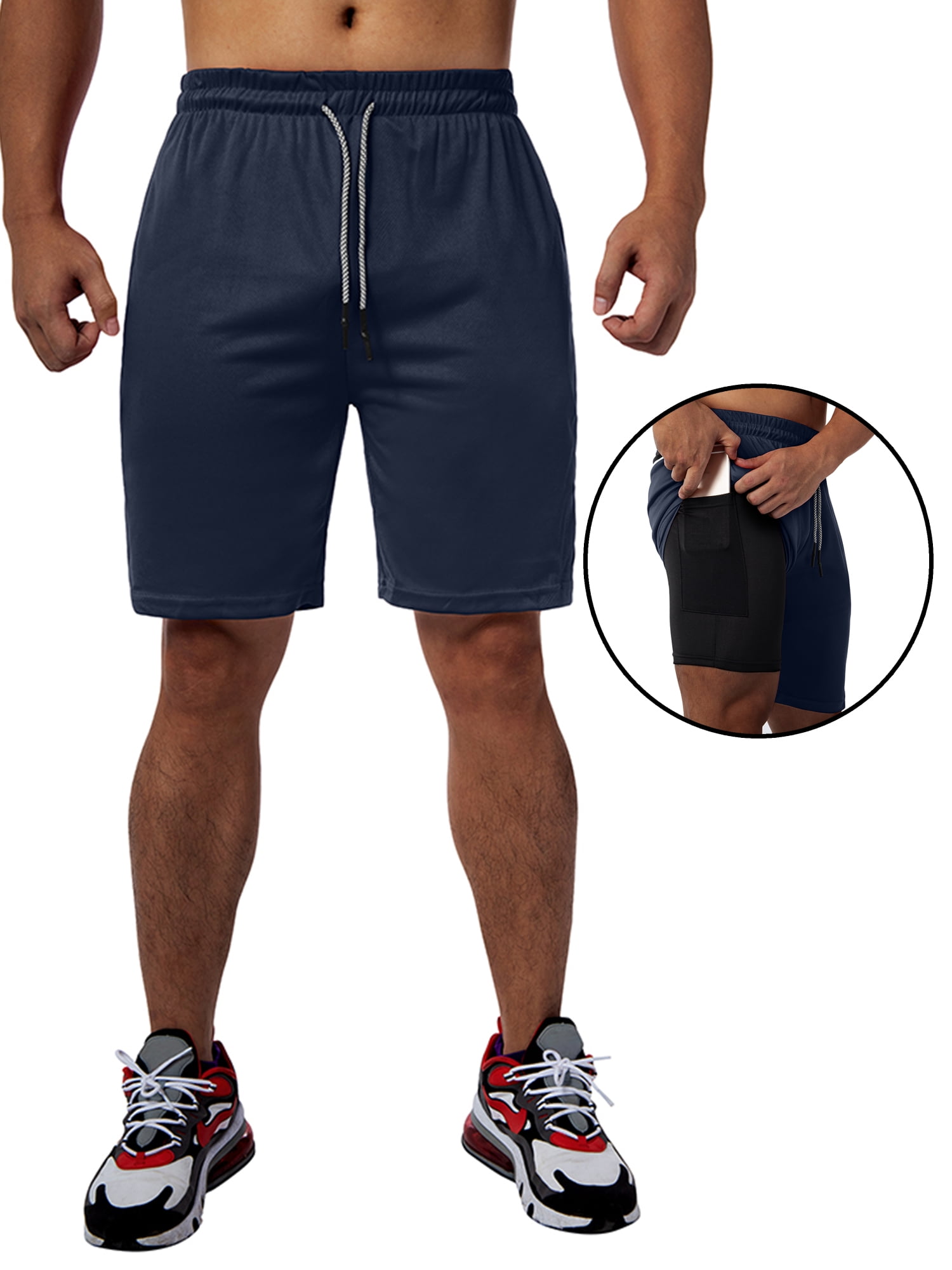 Dodoing Mens Sport Shorts Workout Running Shorts QuickDry Lightweight Athletic Gym Training
