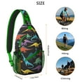 thumbnail image 5 of Colorful Dino and Forest Pattern Sling Backpack, Cute Cartoon Dinosaur Print Lightweight Crossbody Bag for Outdoor Hiking and Travel, 5 of 6