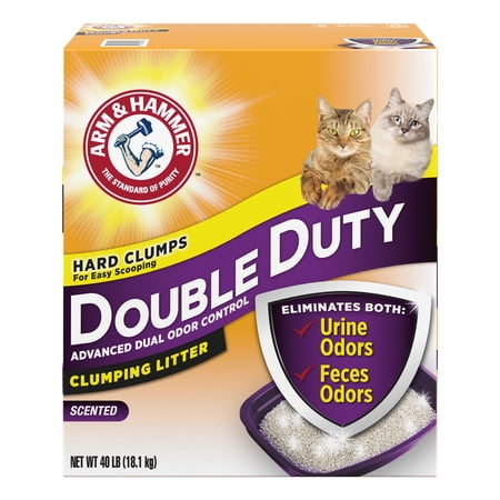 ARM & HAMMER Double Duty Cat Litter, Advanced Odor Control Clumping Cat Litter, Scented, 40 lb