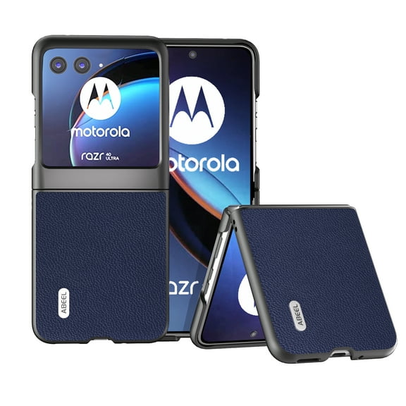 SaniMore for Motorola Razr 40 Ultra (6.9" 2023) Case, Weai-resistant Durable PU Leather Skin Shockproof Drop Resistant Anti-scratch PC Backplane Slim Lightweight Cover, Darkblue