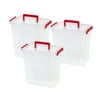 IRIS USA, Christmas Bow Box with Handle, 3-Pack, Red