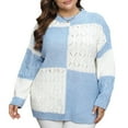 thumbnail image 1 of Chandails Grande Taille pour Femmes Col Rond Manches Longues ColorBlock Mode Décontractée Tricot Longs Chandails pour Femmes, 1 of 9