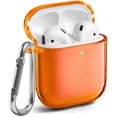thumbnail image 5 of AirPods Case Clear [Front LED Visible], GMYLE TPU Protective Shockproof Earbuds Case Cover Skin with Keychain Kit Set Compatible for Apple AirPods 1 & 2 (Clear Neon Orange), 5 of 7
