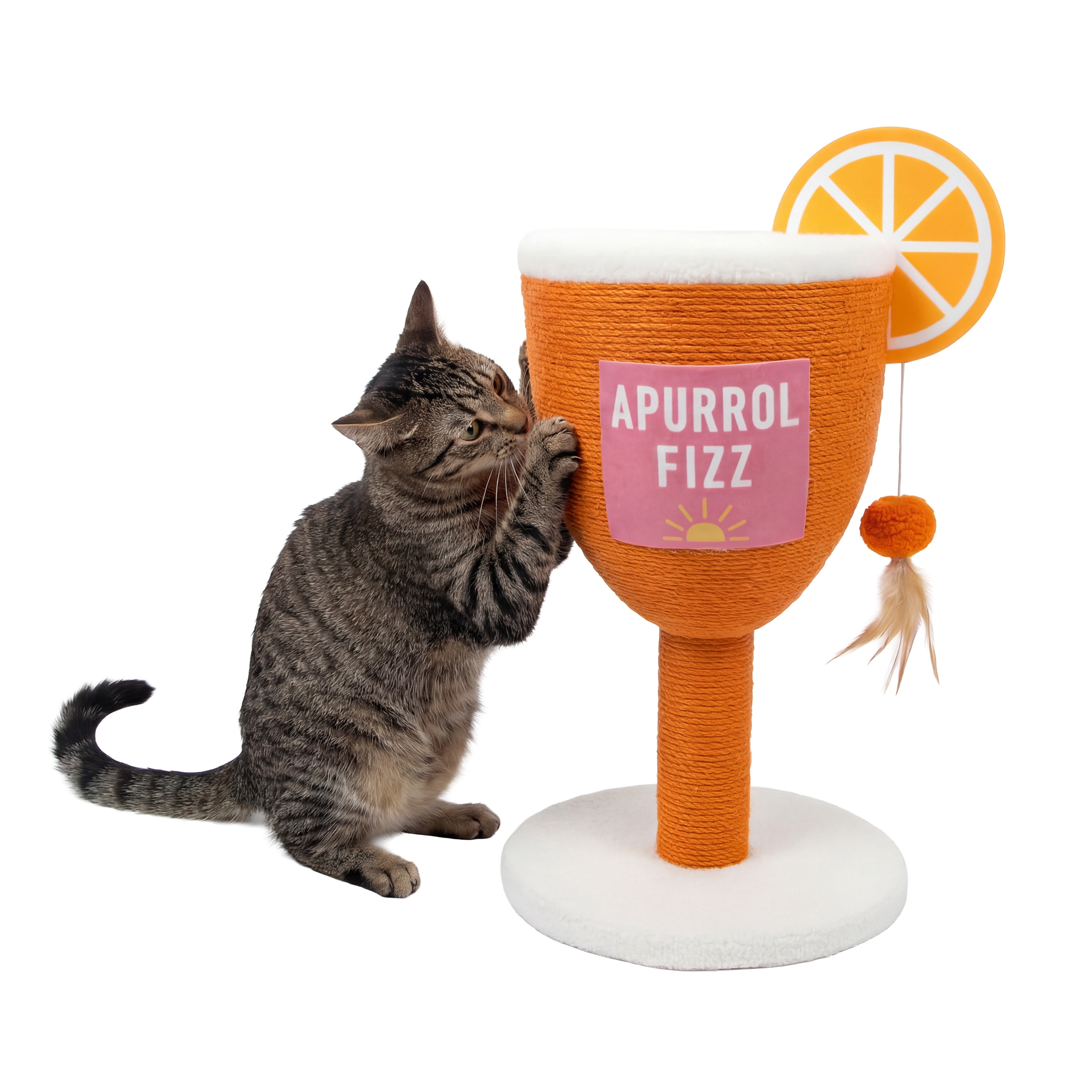 Kitty Citty Apurrol Spritz Citrus Cocktail Sisal Cat Scratching Post, Orange, One Size