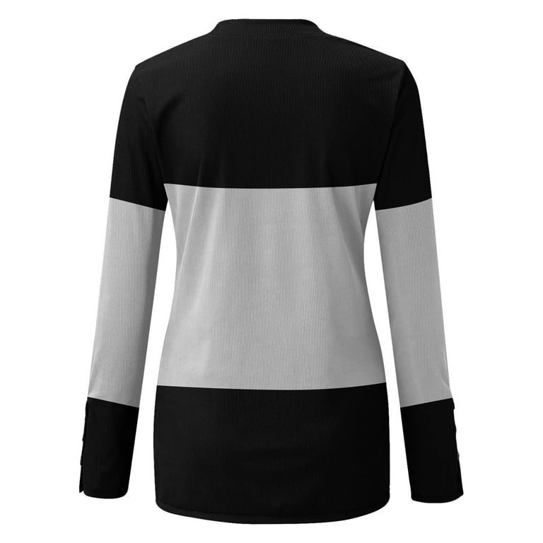 Hanas Women s Summer V Neck Long Sleeve Tops Fashion Casual Shirts