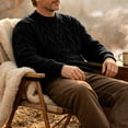 thumbnail image 4 of LYSMORA Men's Crew Neck Cable Knit Sweater Long Sleeve Pullover Top for Daily Commute Outdoor Walk Fall Winter Casual Outing, 4 of 6