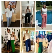Chiclily Womens Wide Leg Pants with Pockets Lightweight High Waisted Adjustable Tie Knot Loose Trousers Flowy Summer Beach Lounge Pants, US Size Large in Black