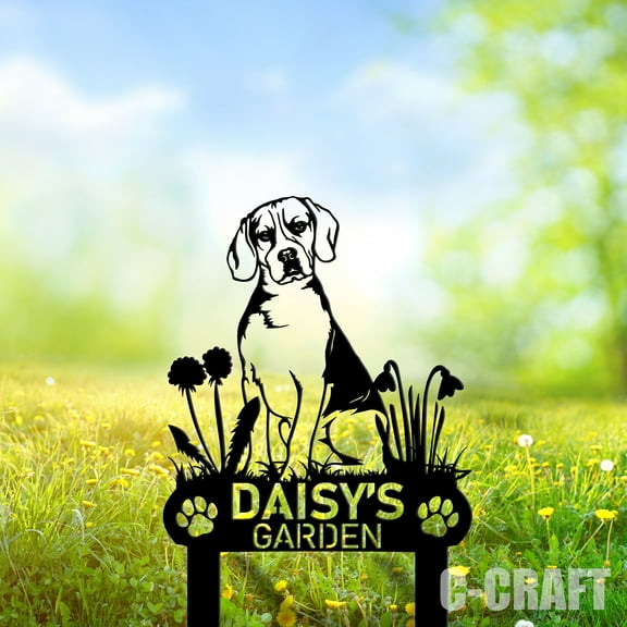 C-CRAFT Custom Beagle Dog Memorial Metal Yard Sign Weather Resistant for Outdoor Garden Decor