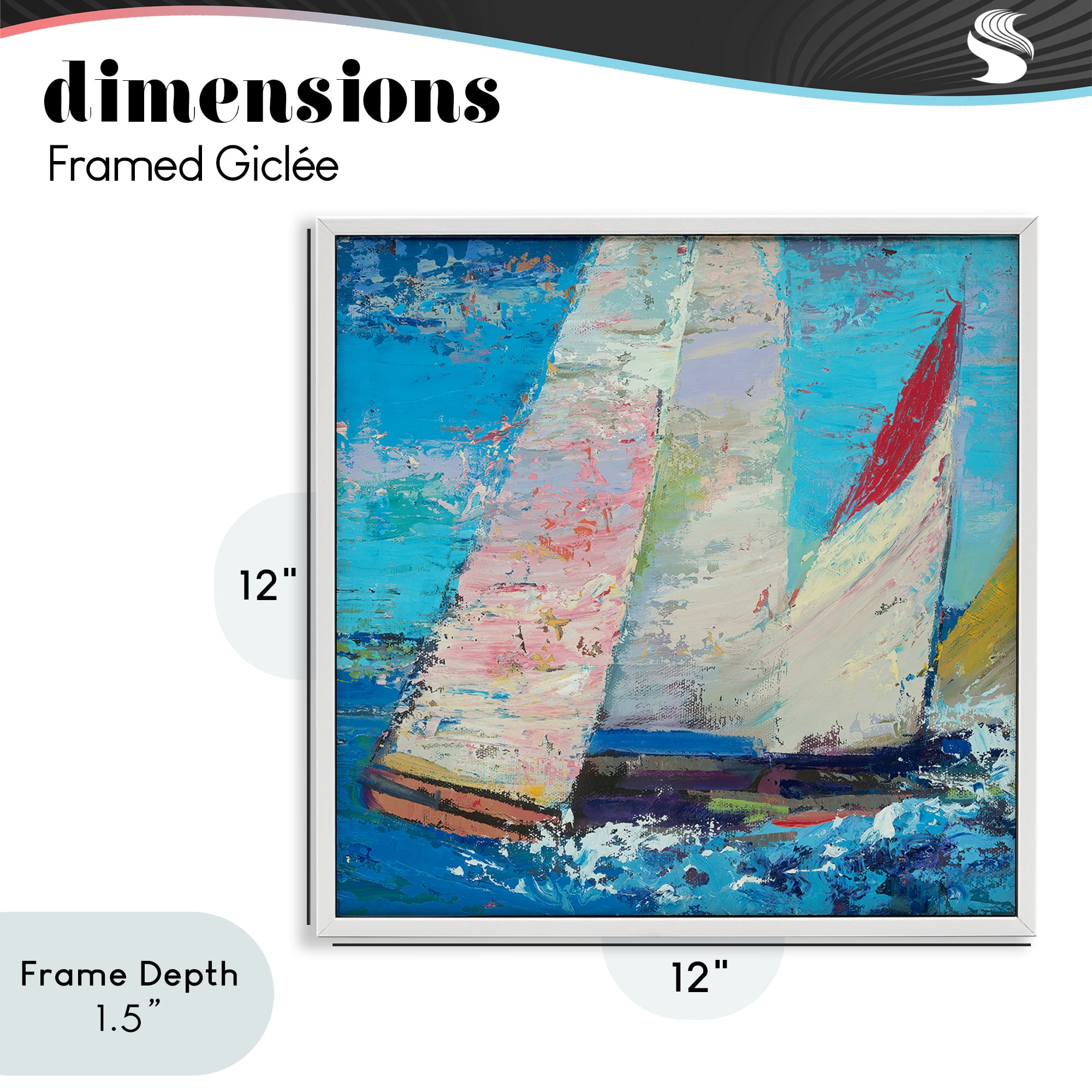 Stupell Industries Expressive Sailboats on Waves White Framed Giclee Art, design by Beth A. Forst