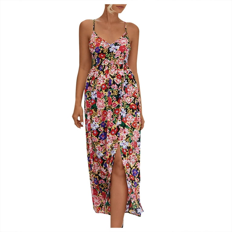 Summer Backless Cami Maxi Dress in Floral Mermaid – Chuzko Women Clothing