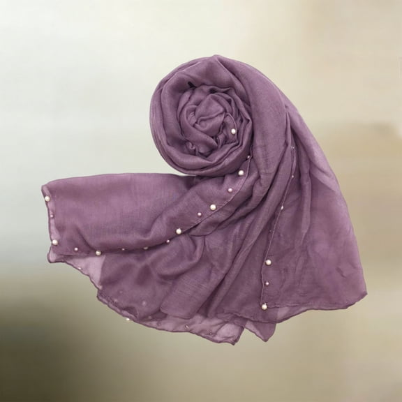 Lepsheexh Womens Scarf Breathable Bali Yarn Solid Head Wrap Shawl Scarf With Colorful Pearls Sewn On Both Sides