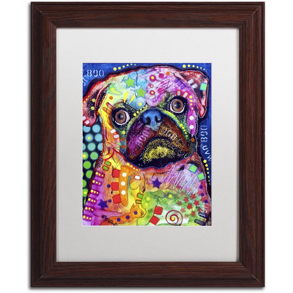 Trademark Fine Art "Pug 92309" Canvas Art by Dean Russo, White Matte, Wood Frame