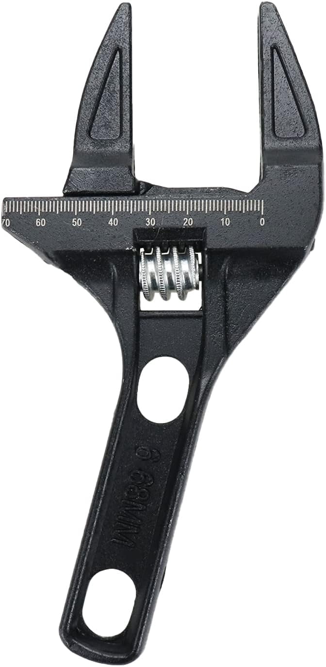 MKEUDQ-1Pc Adjustable Wrench 6-68mm Plumbing Wrench Spanner Wrench for Bathroom Kitchen Black