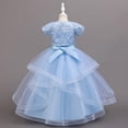 thumbnail image 4 of Girls Long Princess Dresses Gown Sleeveless Halter Strap Lace Princess Dresses with Cardigan Top 2Pcs/Set Party Ball Tulle Pageant Gowns for Evening, Wedding, Birthday,Size 4-14T, 4 of 5