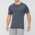 thumbnail image 2 of BiZtdJrK T-Shirt pour Hommes Manches Courtes Couches de Base sous-Vêtement Col Rond Décontracté Randonnée Sport Yoga Tops, Gris Foncé, L, 2 of 6