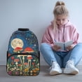 thumbnail image 2 of KUIFORTI Mushroom Moon Print Kids Backpack 17 Inch Large Capacity School Bag with Side Pockets for Elementary Primary Middle Back to School Essentials Gifts, 2 of 7