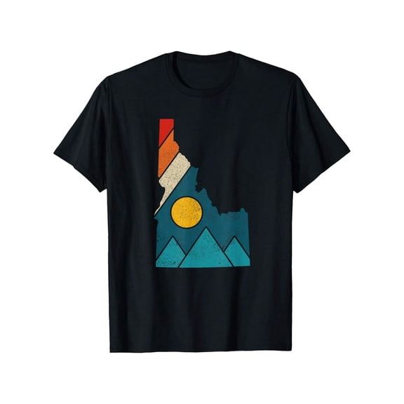 Idaho Vintage State Map Mountains Hikers Camping T-Shirt