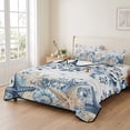 thumbnail image 2 of King Quilt Set 96''x106'', Blue Coastal Starfish Lightweight Bedspread Coverlet with 2 Pillow Shams, Beach Nautical Shell Eucalyptus Wooden Breathable All Season Quilt Bedding for Bedroom/Guest Room, 2 of 9