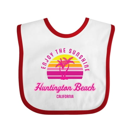 

Inktastic Summer Enjoy the Sunshine Huntington Beach California Pink Gift Baby Boy or Baby Girl Bib