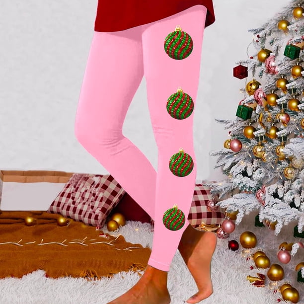 MKLEKYY Leggings deportivos para mujer Leggings para mujer Leggings de entrenamiento Pantalones con estampado navideño de bloques de color Leggings suaves y elásticos 4141