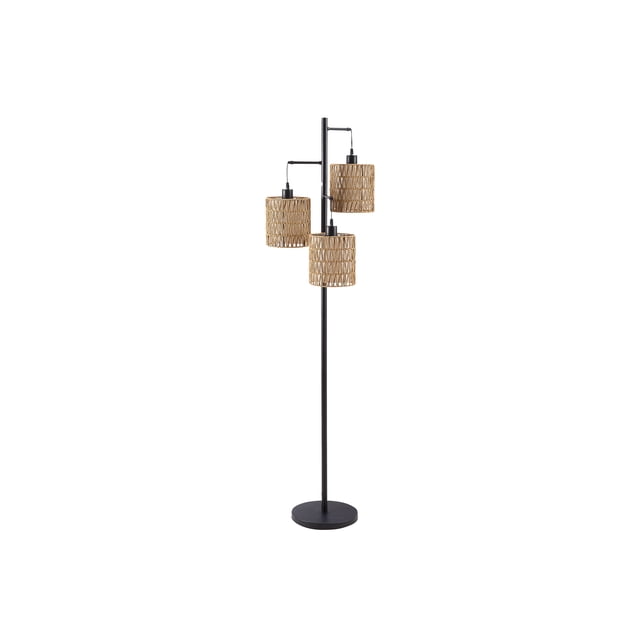 Monarch Specialties - Lighting, 73"H, Floor Lamp, Natural Rope, Black Metal, Modern