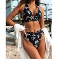 thumbnail image 4 of DOPI Ladies Fashion High Waist Split Swimsuit Butterfly Print Strap Sexy Bikini, 4 of 6