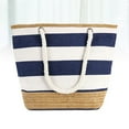 thumbnail image 4 of Simple Geometric Stripe Shoulder Bag Tote Handbag with Cotton Rope Handles Beach Bag (Blue and White Stripe), 4 of 8