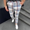 thumbnail image 3 of Mens Casual Fashion Multi-color Digital Print Plaid Suit Pants - Stylish Design for Winter Business Casual, Social Events and Christmas Parties,Light Blue,XL, 3 of 9