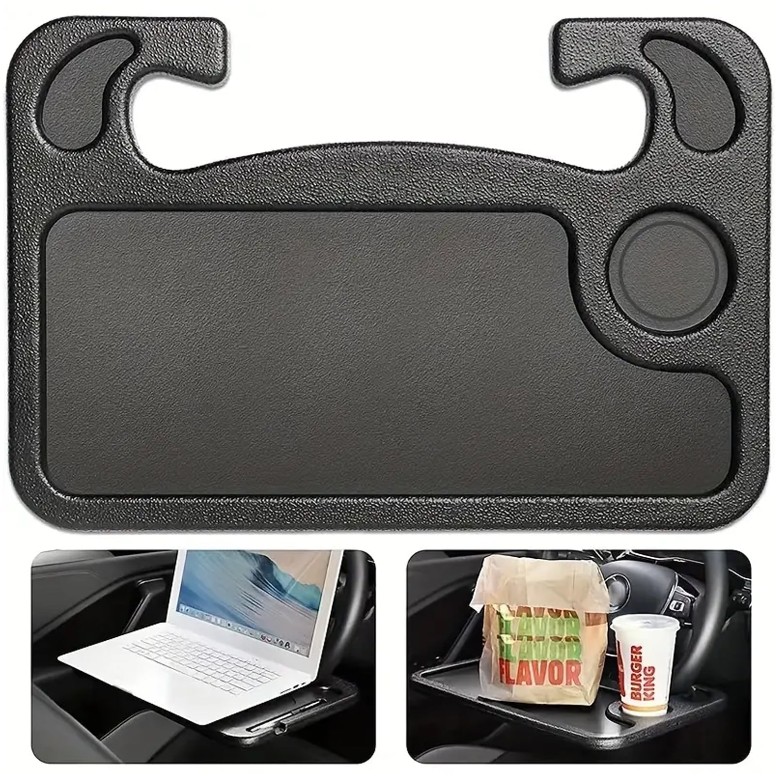 DEXIMRO Car Steering Wheel Desk for Laptop,Multipurpose Travel Car Accessories, Car Seat Stand Trays for Eating, Steering Wheel Under Table Console(Black)