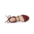 thumbnail image 4 of BLISSFUL STEP Women's Shoes Faux Suede Lace Up Block Heel Slingback Open Toe Sandals Burgundy 9, 4 of 7