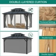 thumbnail image 4 of Luku Hardtop Gazebo with Polycarbonate Double Roof, Rust-Resistant Aluminum Frame, Curtains, Netting, All-Weather Sunshade Pavilion for Patio, Garden, Lawn, Outdoor Entertaining, 4 of 7