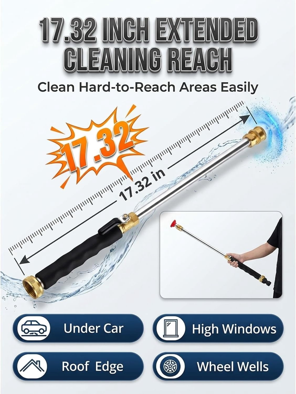 Garden Hose Nozzle High-Pressure Washer with 3 Interchangeable Nozzles, 2026 Pressure Spray Gun Wash Machine, Portable Cordless Sprayer Accessories for Car Patio Garden Outdoor Cleaning(Gray)