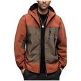 thumbnail image 3 of Txeol Men Color Block Waterproof Jackets Lightweight Zip Up Hooded Raincoat Outdoor Windbreaker for Hiking Travel,Wine,XXXL, 3 of 9