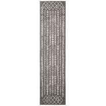 SAFAVIEH Tulum Goddard Moroccan Geometric Runner, 2' x 9', Dark Grey/Ivory