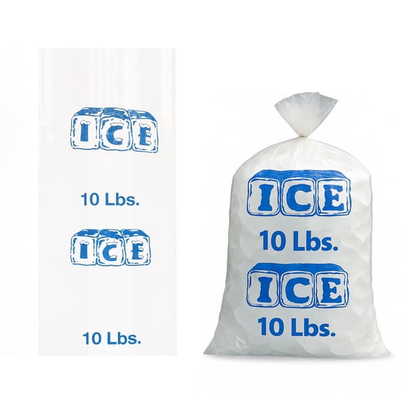 [100 Pack] 10 LB Clear Poly Ice Bags 11 in x 19 in x 1.5 mil - Durable and Heavy Duty Ice Bags Commercial Grade by EcoQuality