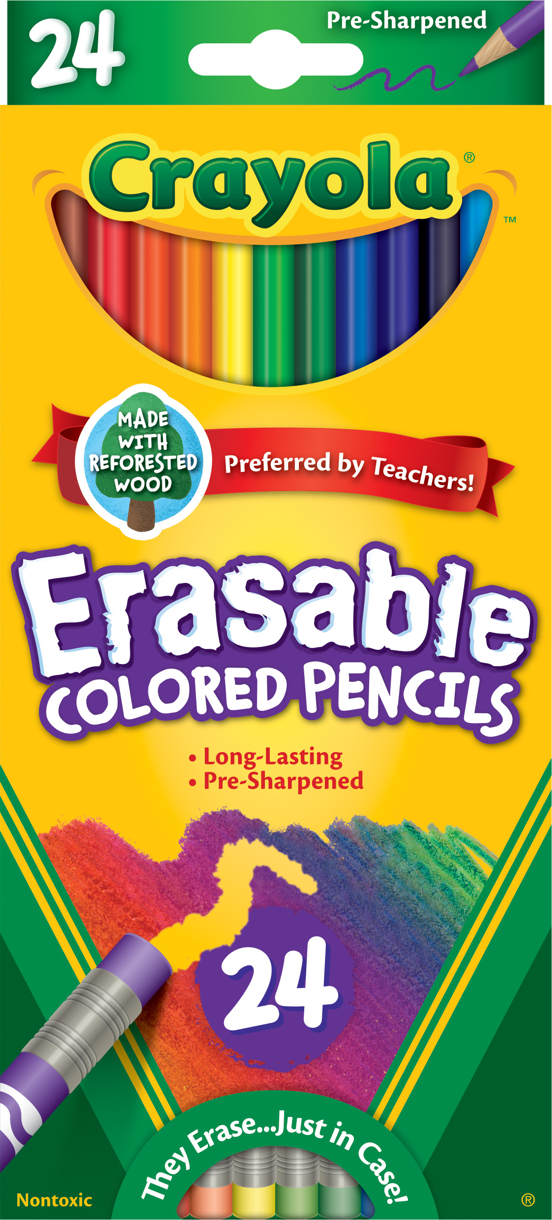 Crayola Erasable Colored Pencils, 24 Ct, School Supplies for Kids and Teachers, Classroom Supplies, Gift