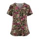 thumbnail image 1 of Ropa protectora con estampado de cuello en V y manga corta para mujer, color marrón/2XL, 1 of 3