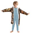 thumbnail image 7 of FORMRS Niños Bathrobe Unisex Hooded Robe Soft Plush Pajamas Sleepwear, Size 4-6T, Gold Flower, 7 of 7
