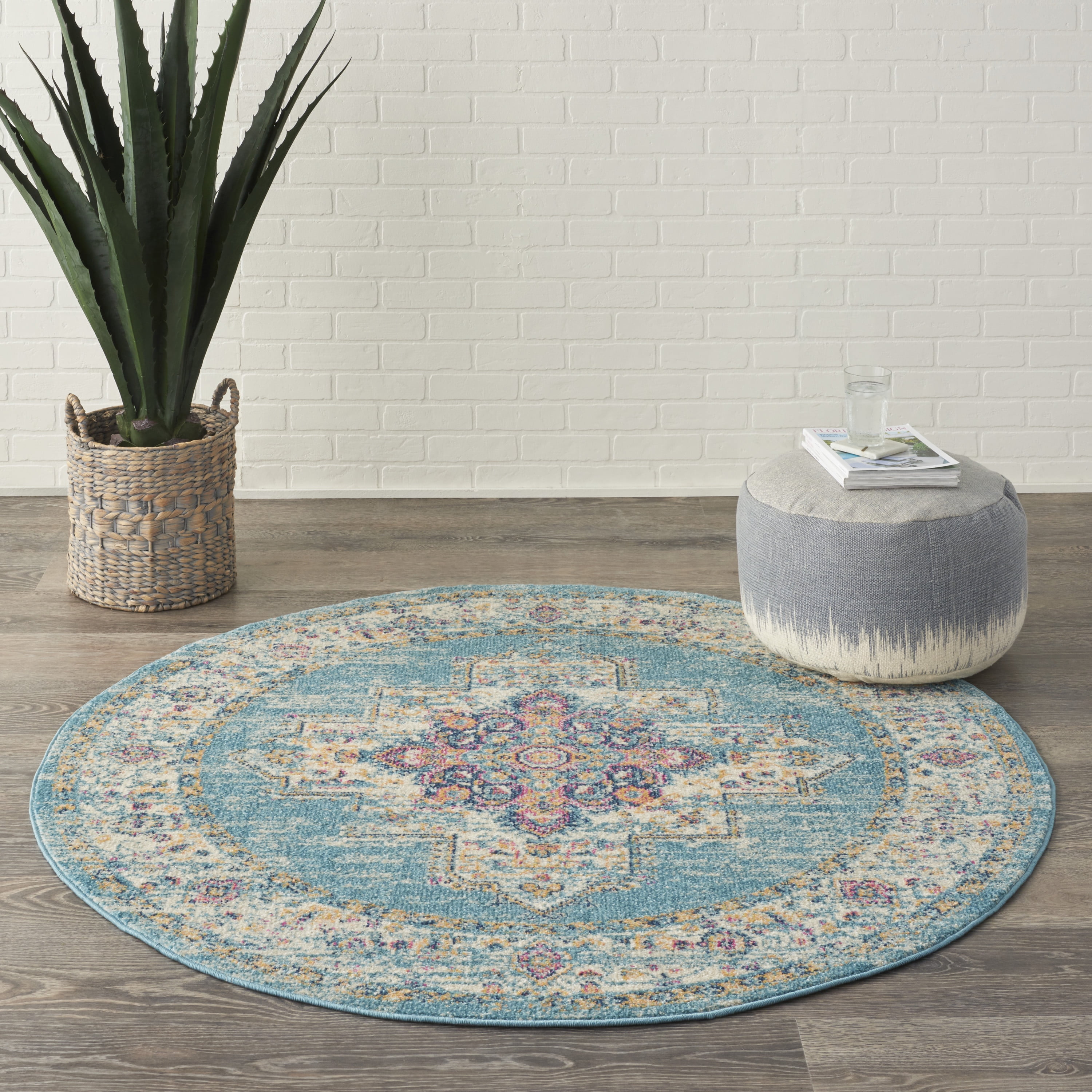 Nourison Passion Teal Medallion Area Rug