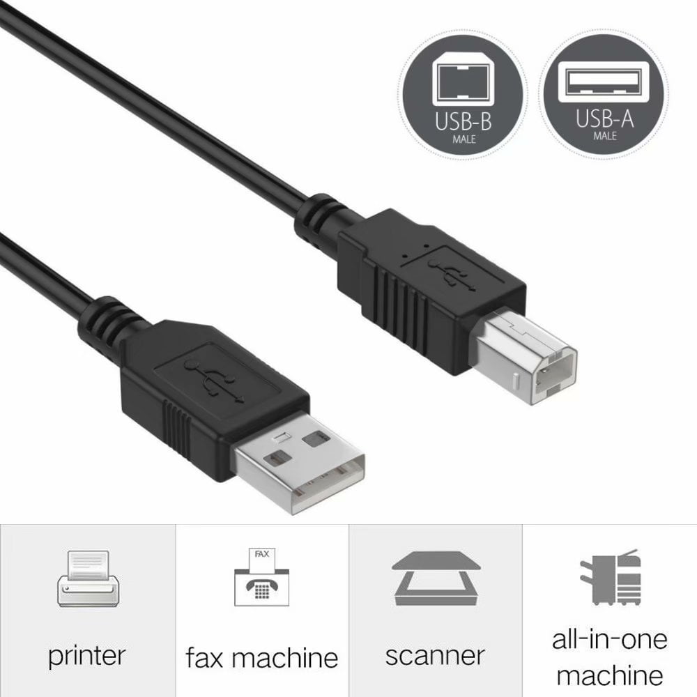 FITE ON 6ft USB Cable Cord Compatible for HP Q6264A Printer to Notebook PC Laptop Data Cord Lead
