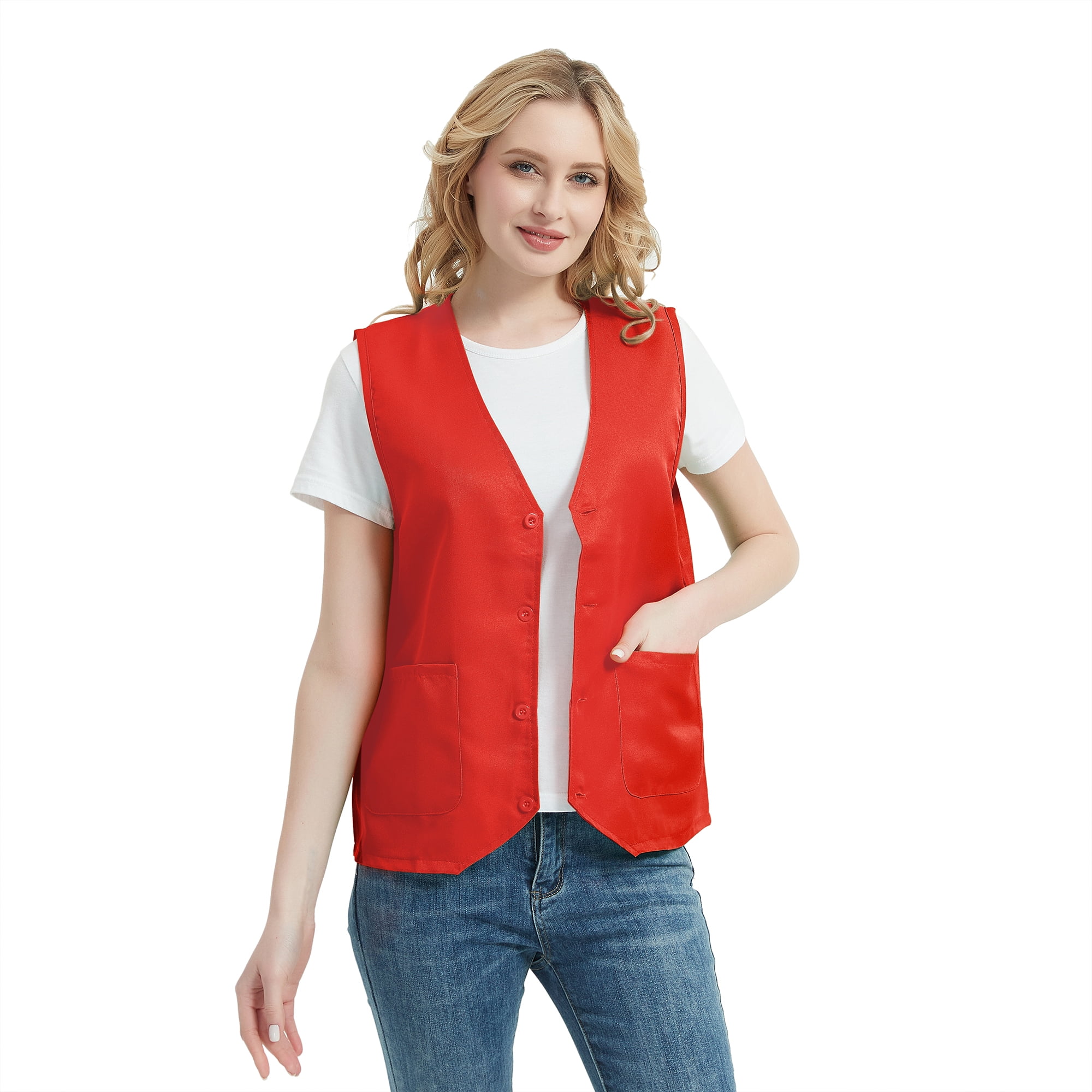 TOPTIE 5 Pack Unisex Work Vest Button Up Vest Volunteer Activity