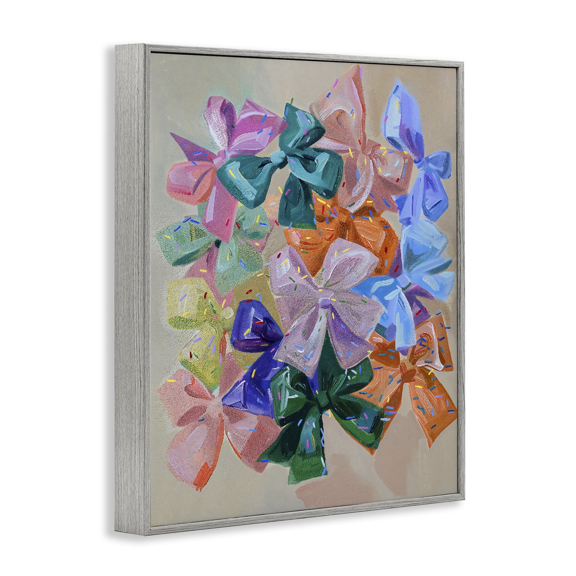Stupell Industries Bright Bows Cluster with Sprinkles Gray Framed Giclee Art, design by The Prints Vibe