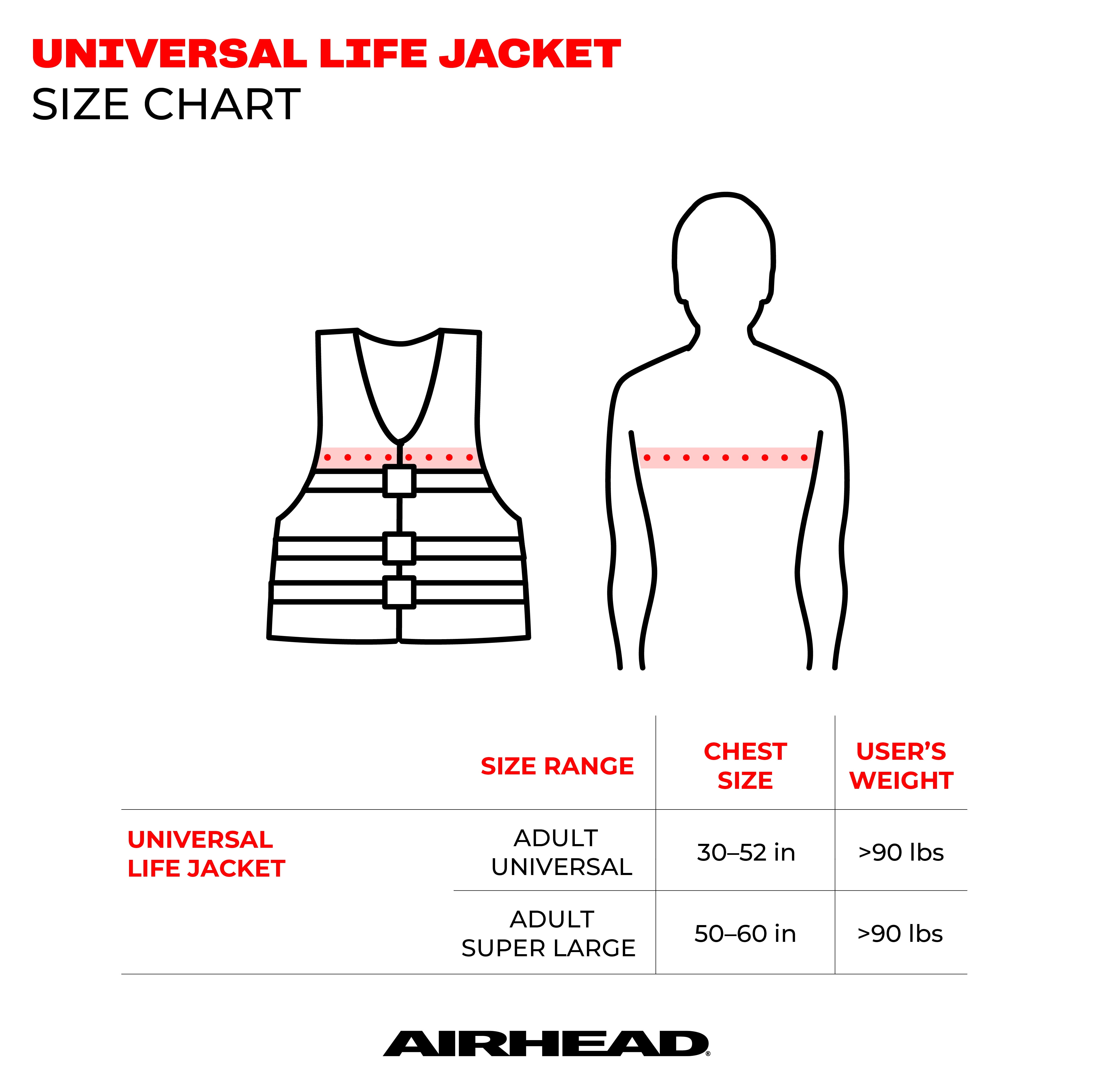 Airhead Sportsstuff Stars & Stripes Life Jacket, Adult Super Large, Chest 50-60", Unisex